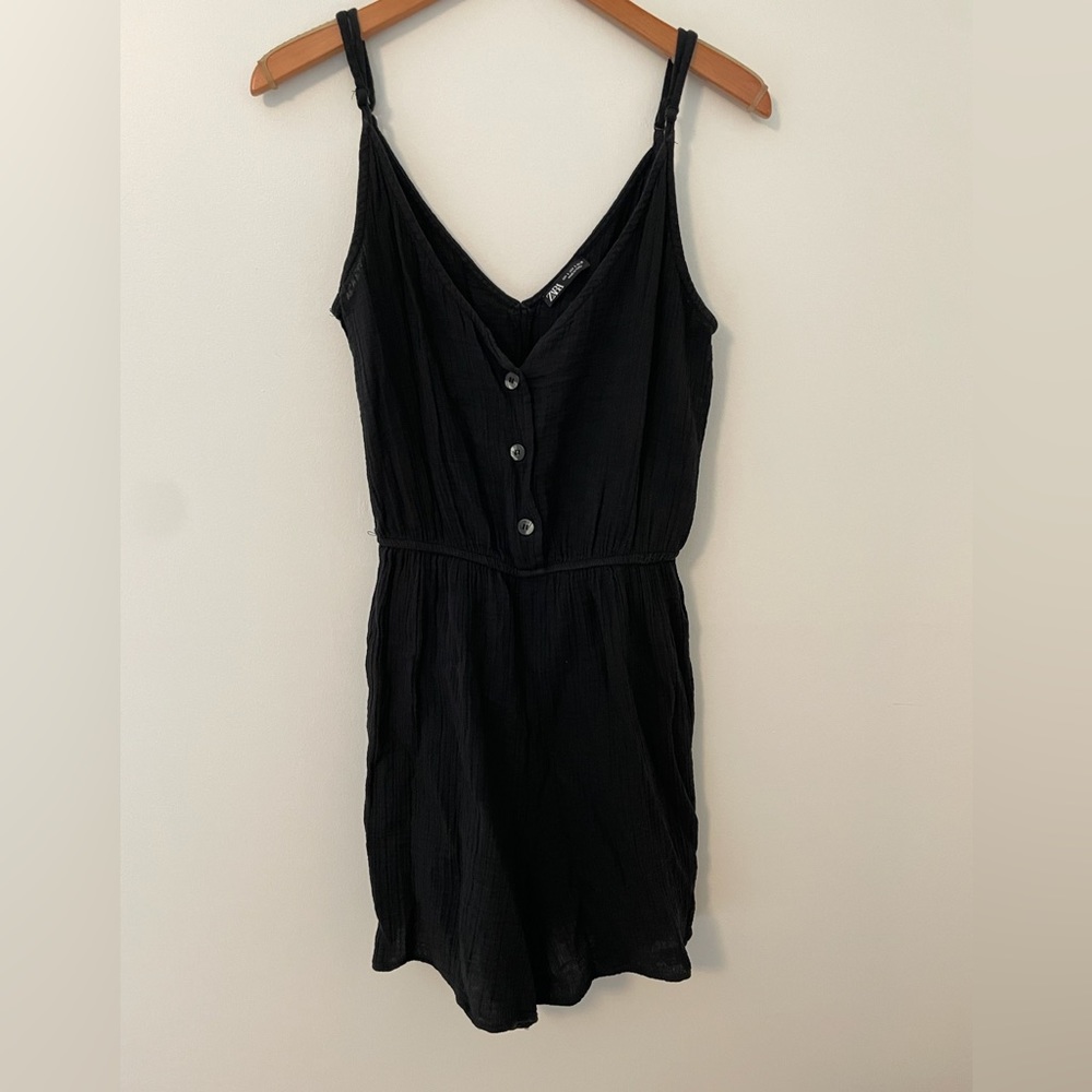 Zara Tank Romper, Black, Size L